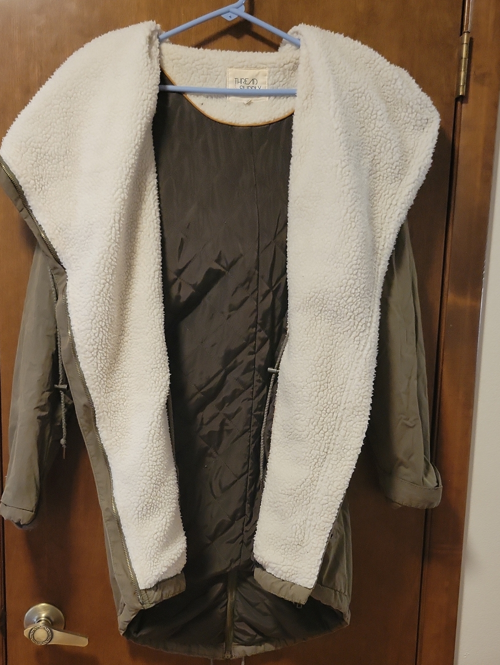 Thread And Supply Olive Green Parka Coat L - Picture 3 of 3